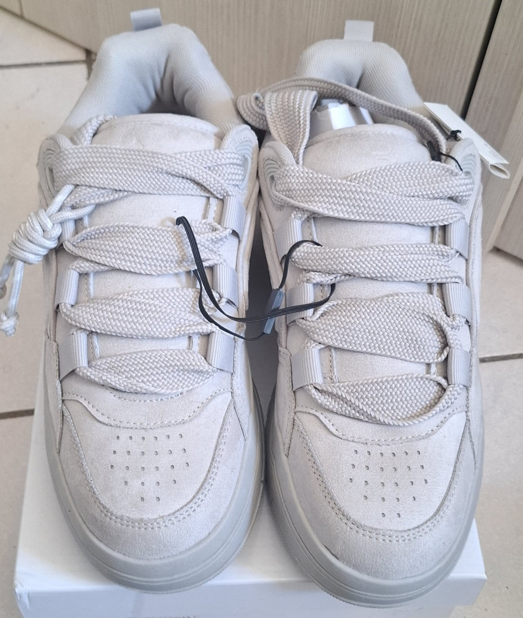 Bershka Sneaker uomo grigie tinta unita con lacci taglia EU 40